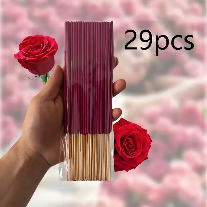 Bâtonnets d'encens à roses de 8,66 pouces, parfum de rose naturel adapté à l'encens de chambre à cou