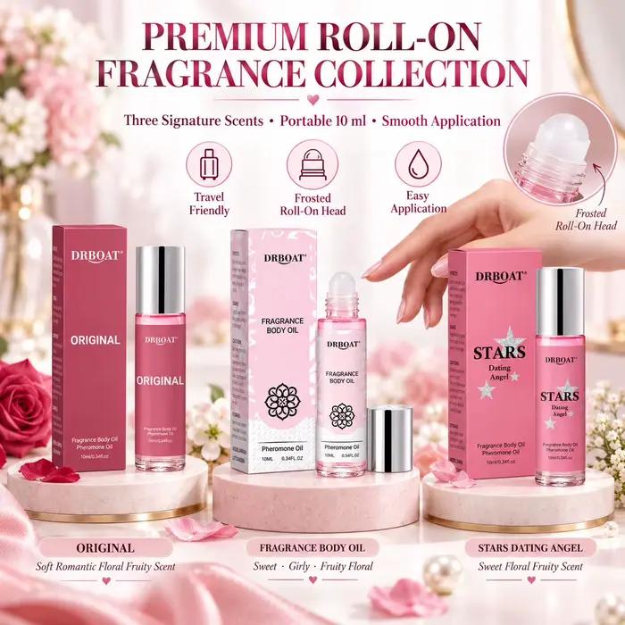 Huile de parfum aux phéromones en format roll-on pour femmes, parfums romantiques aux notes florales et fruitées, sans alcool, longue tenue et facile à transporter, 10 ml.