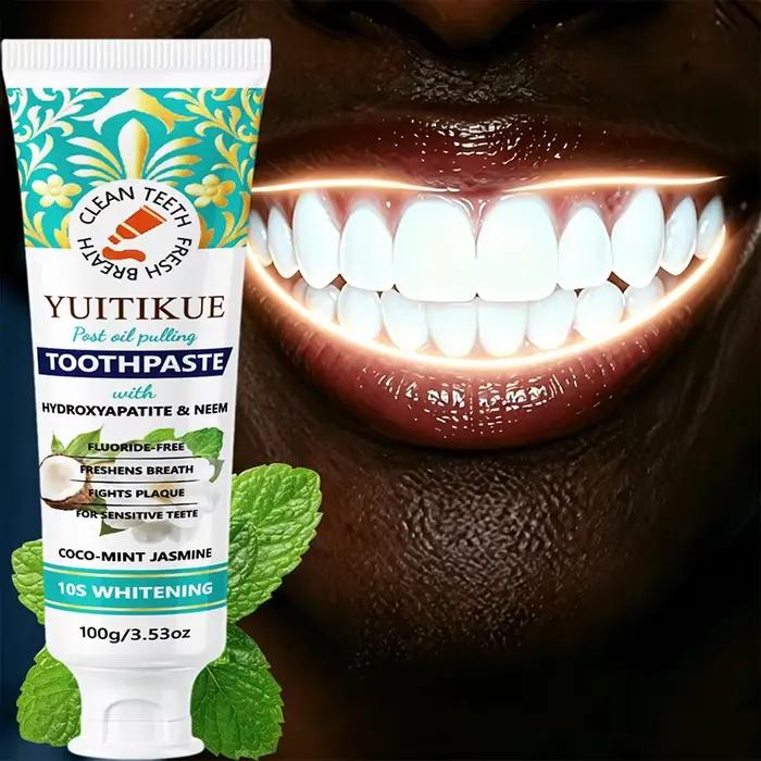 Dentifrice à l'hydroxyapatite, sans fluor, au neem, menthe coco et jasmin, pour une haleine fraîche, doux pour les dents sensibles, soin buccal