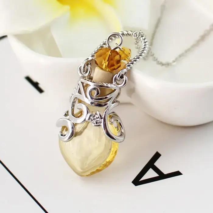 JOMemorial-Fiole de sexuellement en Verre en Forme de Cœur, Pendentif Diffuseur d'Huile Essentielle, Bijou Réglable