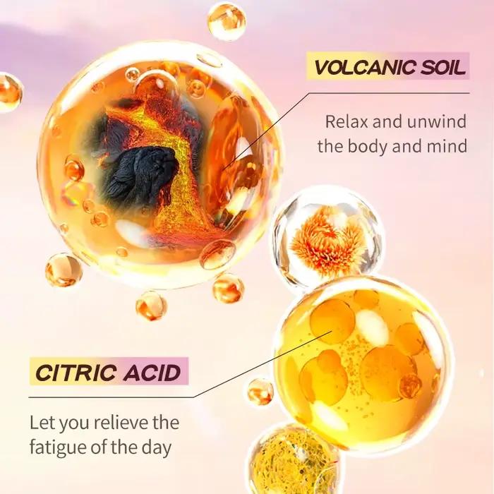 Ensemble de 6 boules de sel de bain aux fruits mignons pour le nettoyage du corps, boules de sel de bain à l'acide citrique qui vous aident à soulager la fatigue de la journée, terre volcanique, pour