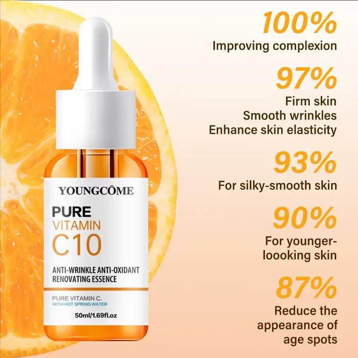 Vitamine C Essence pour le visage acide hyaluronique peau foncée éclaircir sérum estompe les ridules hydratant réparation sérum terne visage soins de la peau