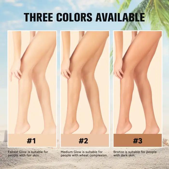 Fond de Teint Corps et Jambes Effet Bronze avec Houpette 100ml – Crème Bronzante Corps Waterproof Longue Durée Unifie le Teint – 3 Couleurs