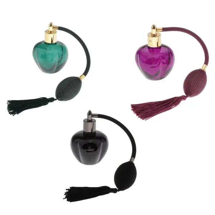 Bouteille de parfum vide en verre de 100ml, avec longue ampoule, atomiseur en Spray à pampilles, réutilisable, Style Vintage, Design à la mode, pour Salon de maison
