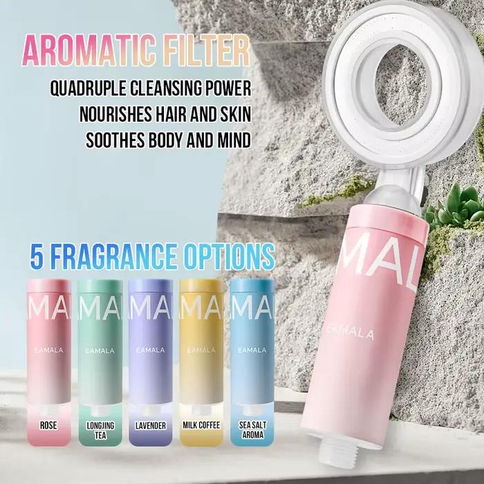 Filtre de douche parfumé, pomme de douche avec filtre à arôme, adoucisseur d'eau, améliore la peau des cheveux/élimination du purificateur de douche, accessoire de salle de bains