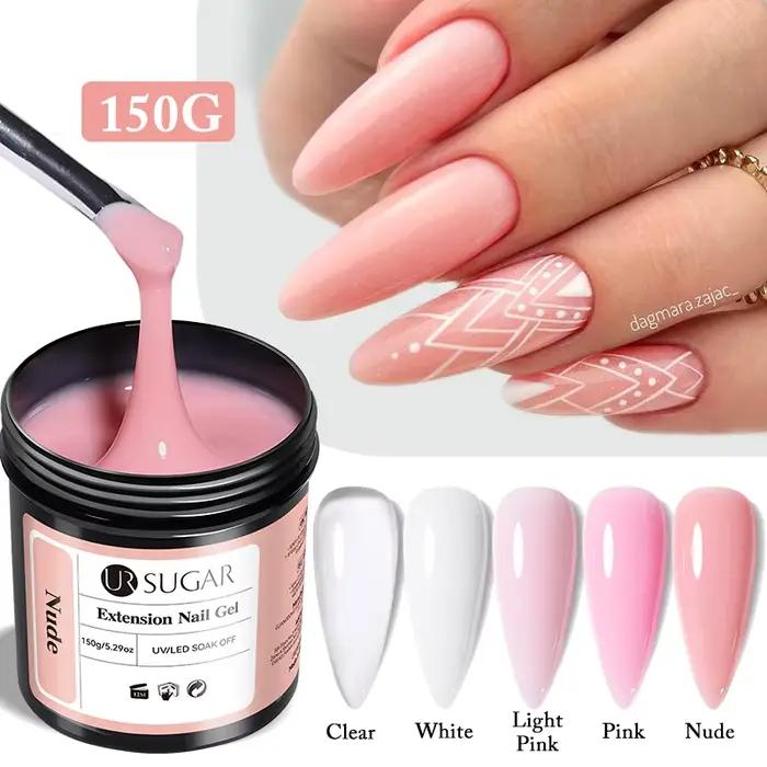 UR SUGAR 150g Gel d'extension rapide gelée rose blanc laiteux Camouflage doigt français Gel dur UV LED Gel Nail Art Design manucure