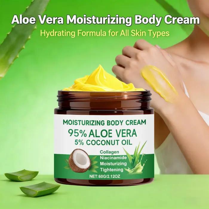 Crème hydratante pour le corps à 95% d'aloe vera avec 5% d'huile de noix de coco