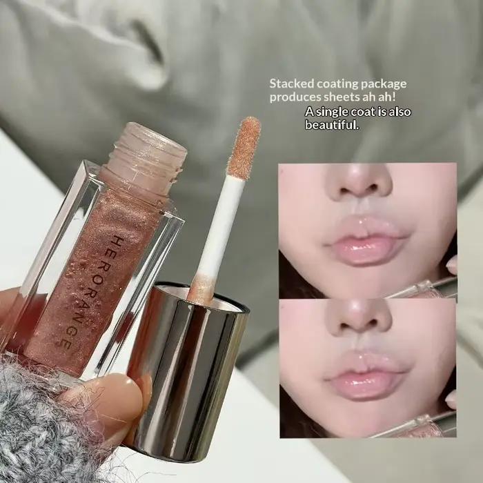 HERORANGE Gloss à lèvres transparent effet miroir scintillant