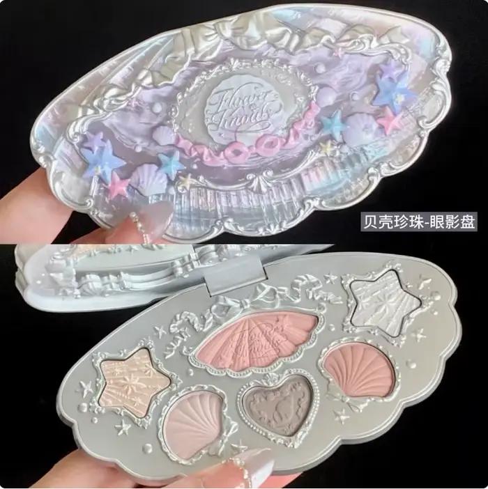 Flower Knows – Palette de fards à paupières, coquilles, Collection de bijoux en perles, 6 couleurs, 6.5g, mat, paillettes scintillantes, cosmétiques brillants