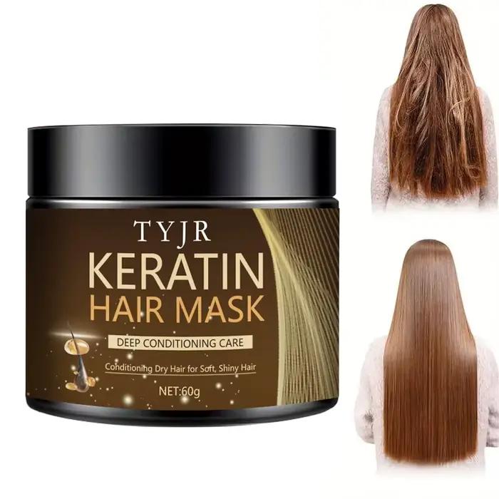 Masque capillaire magique à la kératine, réparation de lissage des protéines, lait sec, crépus et endommagé, professionnel, lisse, brillant, soin hydratant en profondeur, 60G/30G
