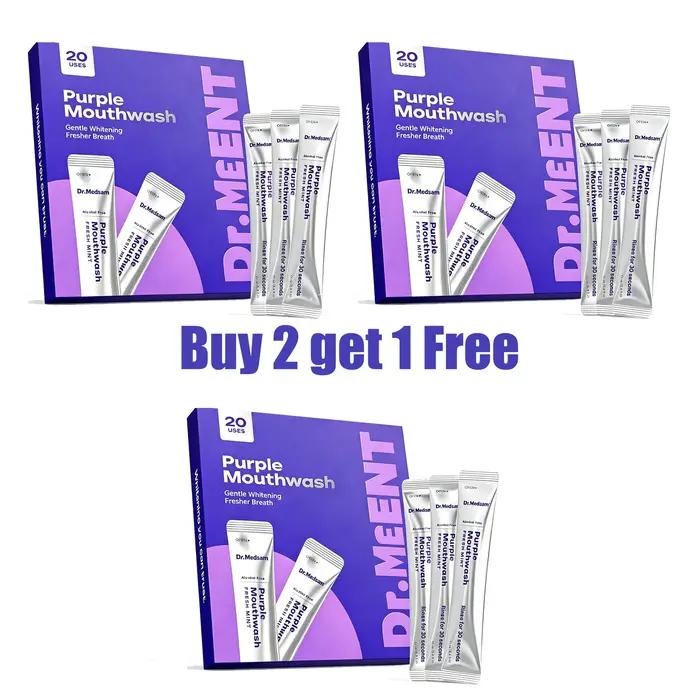 DR.DENT Bain de bouche violet - Sachets 20 unités - Sans peroxyde - Sans alcool - Menthe végétalienne