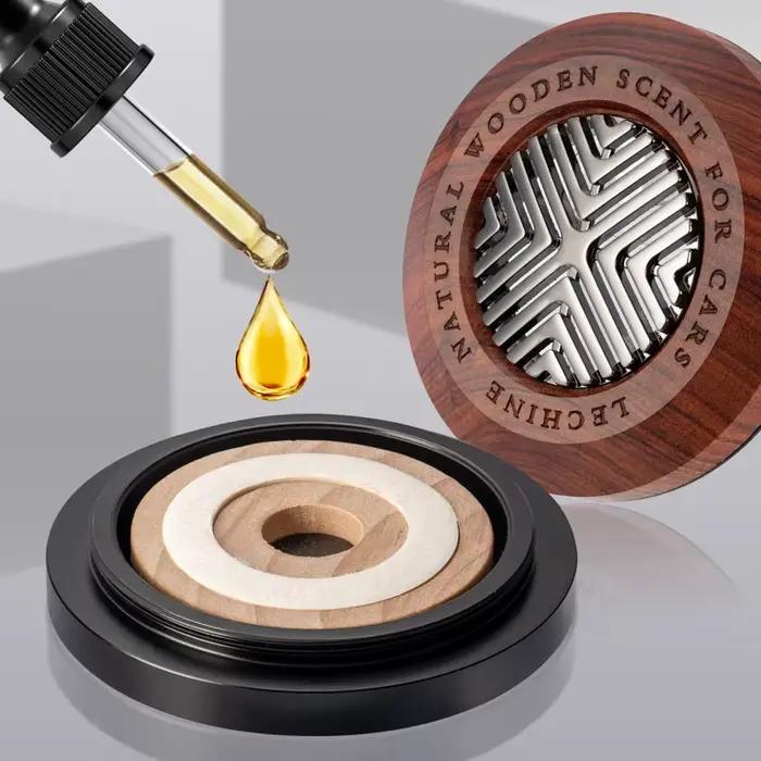 Diffuseur de parfum pour voiture en bois et métal, design simple et luxueux, parfum de voiture vintage, bonne odeur, ornement de voiture, fragrance