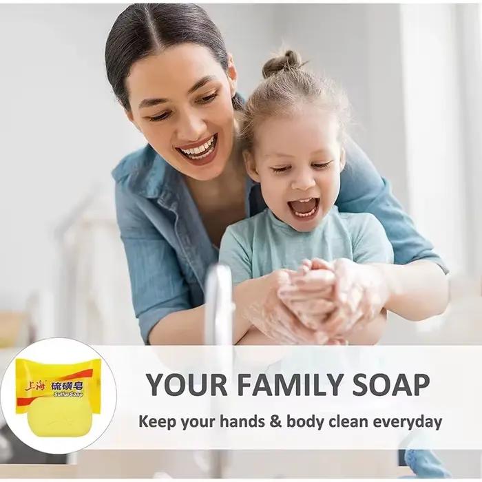 Savon au soufre de Shanghai : Nettoyage en profondeur, Rafraîchissement doux, Nourrit la peau, Contrôle du sébum, Savon nettoyant pour le visage et le corps