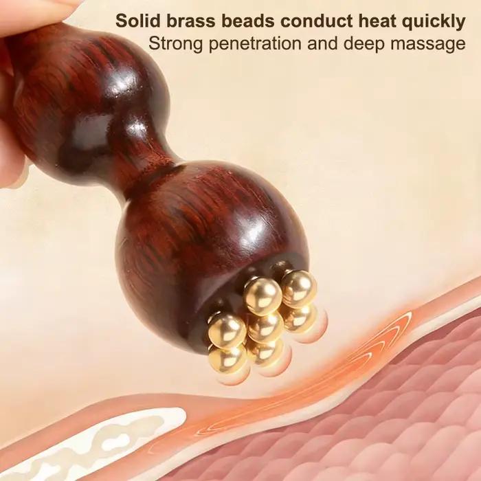 Outil de massage facial Gua Sha professionnel en laiton et bois de rose en forme de graine de lotus pour le lifting