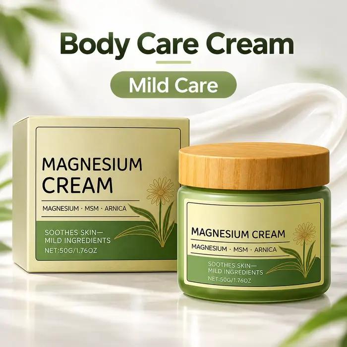 Crème de massage au magnésium 50g, hydratant doux pour le corps avec MSM et arnica pour une application confortable, une peau douce et un soin quotidien