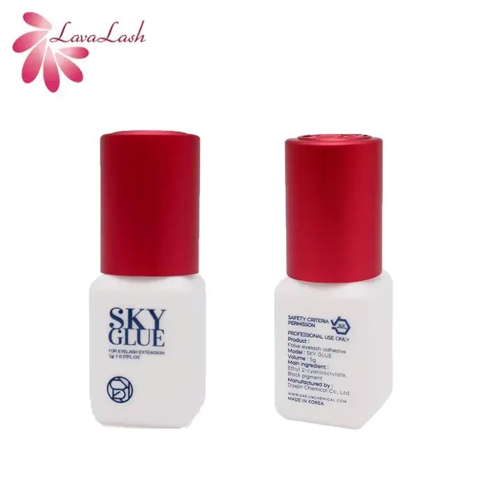 Extensions de cils coréennes originales, 10 bouteilles/lot, colle ciel avec capuchon rouge, temps de