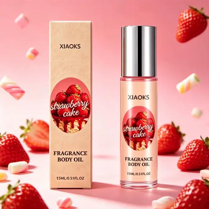 Spray de parfum parfumé au gâteau aux fraises de 10 ml pour femmes - Parfum élégant pour femmes avec senteur de rose, parfum roll-on, notes orientales gourmandes, avec des senteurs de fraise, de noix