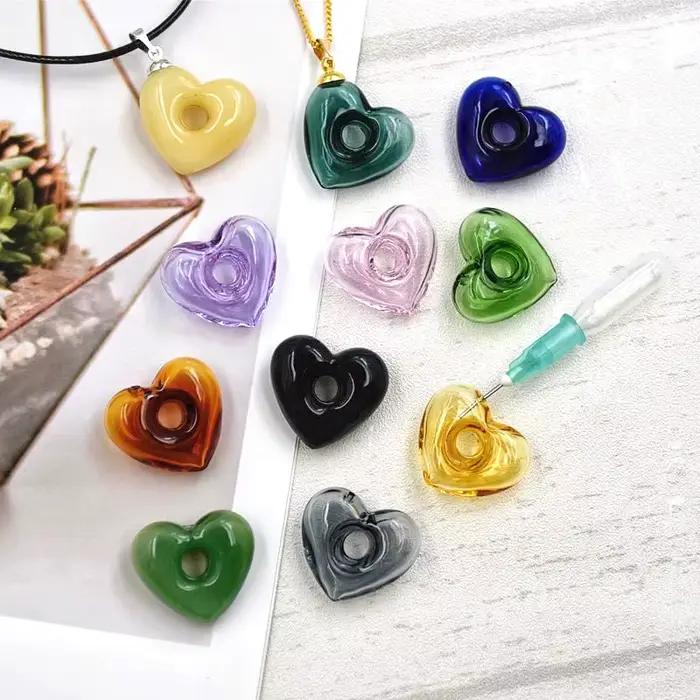 1X coeur diffuseur parfum rechargeable à la main huile essentielle aromathérapie bouteille pendentif bijoux indiquer chanceux verre pendentif