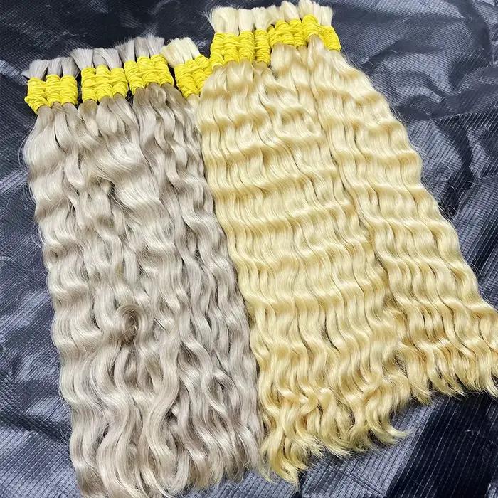 Extensions de cheveux humains 100% naturels, qualité 12A, style Deep Wave, sans trame, couleur unie, bouclés, pour tresses bohèmes, cheveux vietnamiens, lot de 30 pouces