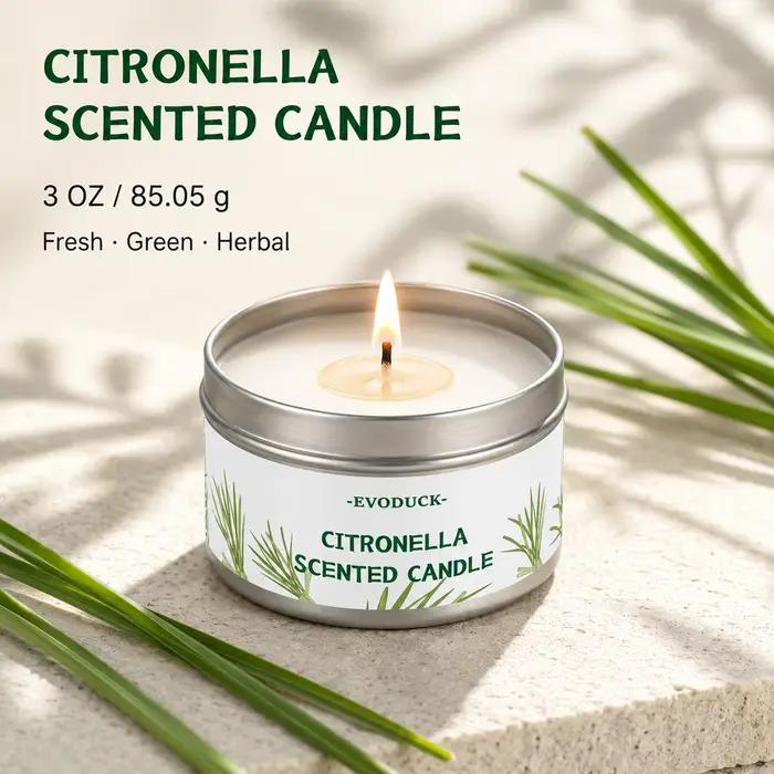 Bougie à la citronnelle pour l'extérieur, bougie parfumée à la citronnelle pour patio, balcon, jardin, camping, pique-nique, fête d'été, longue durée, décoration en boîte
