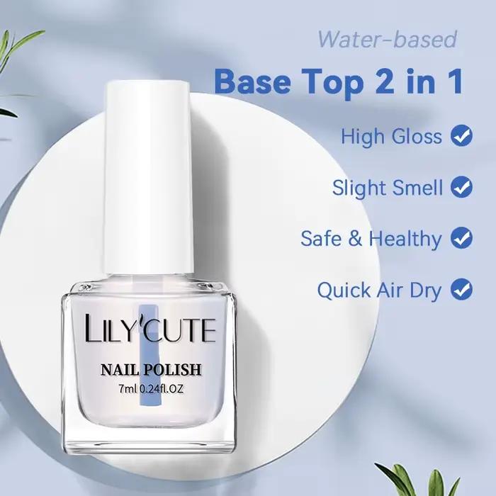 LILYCUTE 7ml vernis à ongles à base d'eau 2 en 1 clair brillant soin des ongles séchage rapide pas b