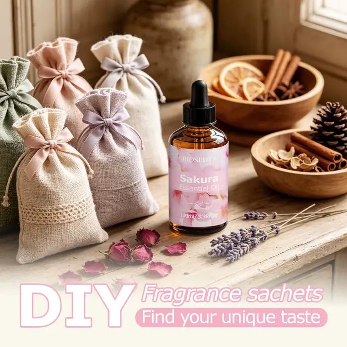 Huile essentielle SAKURA, huile parfumée aux notes florales fraîches pour diffuseurs, projets de bricolage et aromathérapie, parfum doux et délicat.