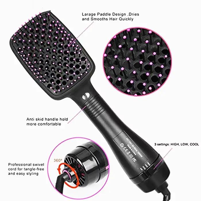 Offre spéciale une étape peigne à cheveux Ion négatif sèche-cheveux brosse friser droite humide et sec bigoudi