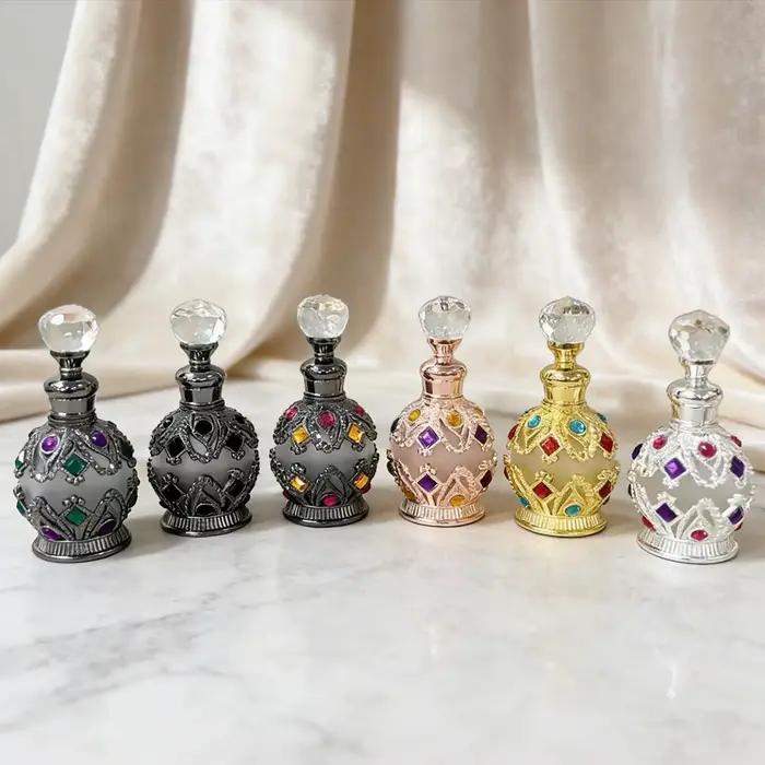 Mini bouteille d'huile de parfum incrustée de bijoux de 15ml, conteneur léger et rechargeable, usage quotidien, stockage de parfum, petit cadeau de Festival