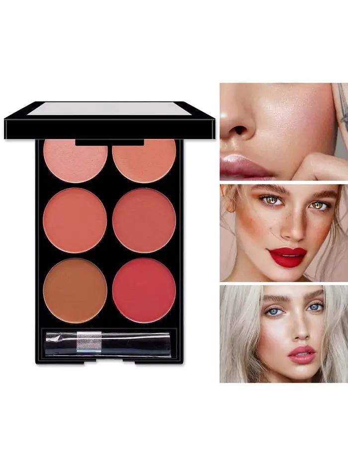 Palette tout-en-un de fard à joues et de contour de 6 couleurs