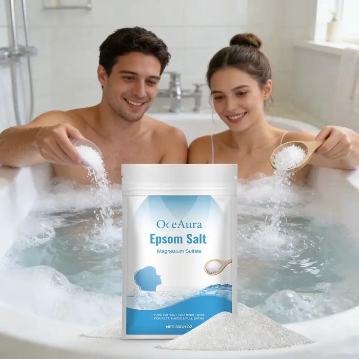 Sel Epsom avec bulles pour le bain, cristaux de bain en sulfate de magnésium pour la récupération mu
