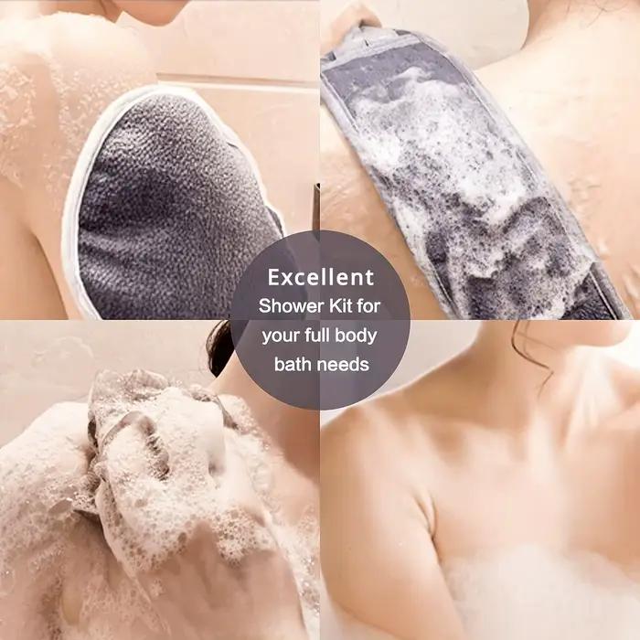 Ensemble d'épurateur corporel exfoliant – comprend un épurateur de dos, un gant de bain et une éponge de bain de douche, une luffa – une nettoyage en profondeur et une vitise.