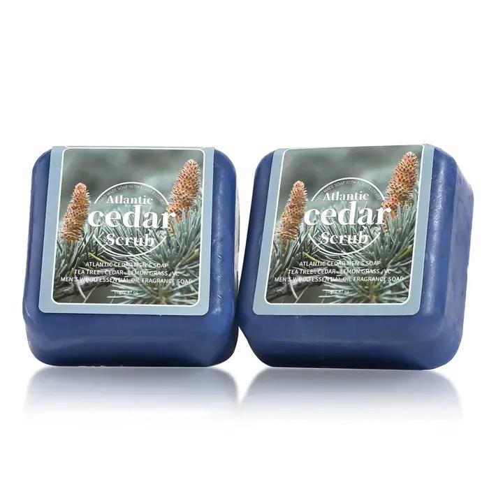 Savon à l'huile essentielle de cèdre pour hommes, savon de voyage portable pour hôtel, nettoyage en profondeur, parfum boisé, savon fait main, savon pour le visage et le bain