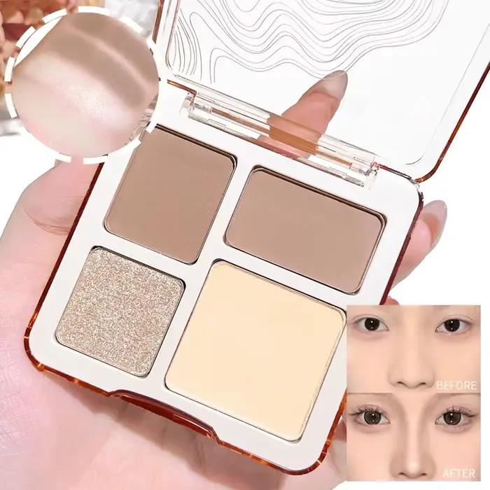 La palette de contouring quatre couleurs est mate et longue tenue