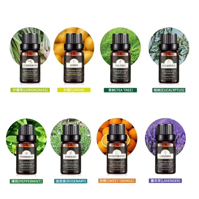 Recharge d'huile essentielle parfumée pour diffuseur de parfum, humidificateur de voiture, désodorisant de bureau à domicile, extraits de plantes mélangés, 10ml, 8 pièces par ensemble