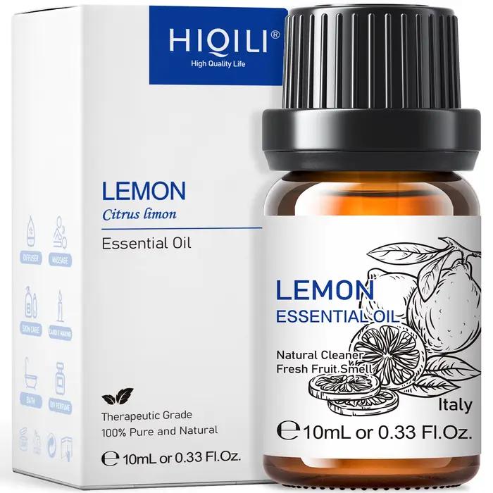 HIQILI Huile Essentielle de Citron 10/30/100/500ml, 100% Extraction de Citron, Parfum d'Ambiance, Hu