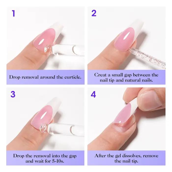 Dissolvant de colle à ongles 40ML pour faux ongles et capsules, sans acétone, solution douce pour le soin des ongles, fournitures de manucure