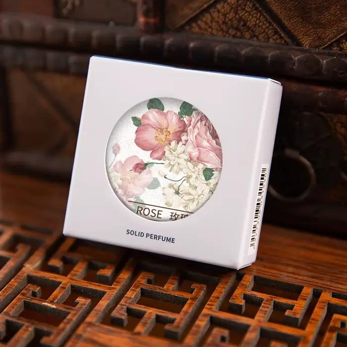 Baume de parfum solide floral avec odeur de pivoine portable pour femmes et hommes pour diverses occasions et cadeaux d'anniversaire