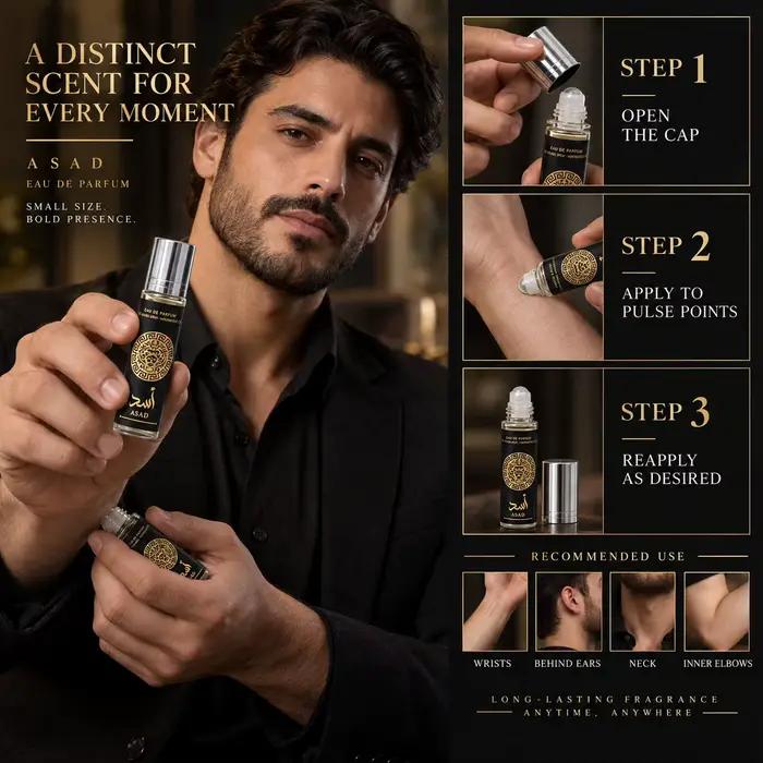 Huile parfumée roll-on pour hommes, parfum chaud, ambré, boisé et gourmand, sans alcool, longue tenue, parfum de voyage portable, cadeau