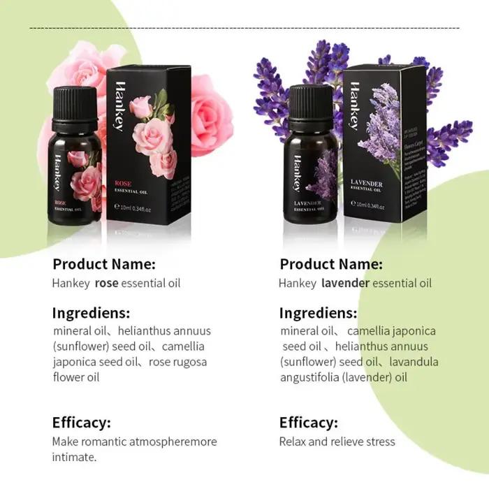 Huile essentielle de lavande, jasmin, Eucalyptus, vanille, bois de santal, bergamote, romarin, citronnelle, cannelle, 10ml
