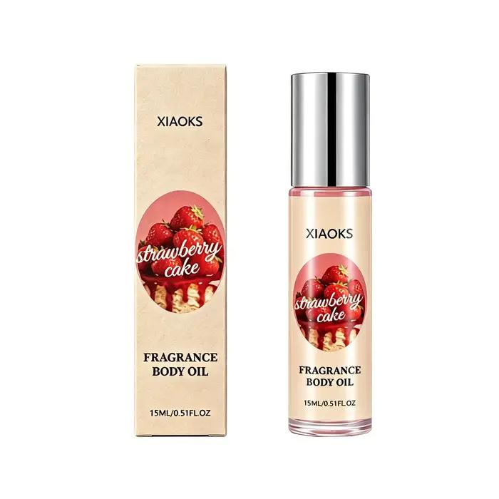 Spray de parfum parfumé au gâteau aux fraises de 10 ml pour femmes - Parfum élégant pour femmes avec senteur de rose, parfum roll-on, notes orientales gourmandes, avec des senteurs de fraise, de noix