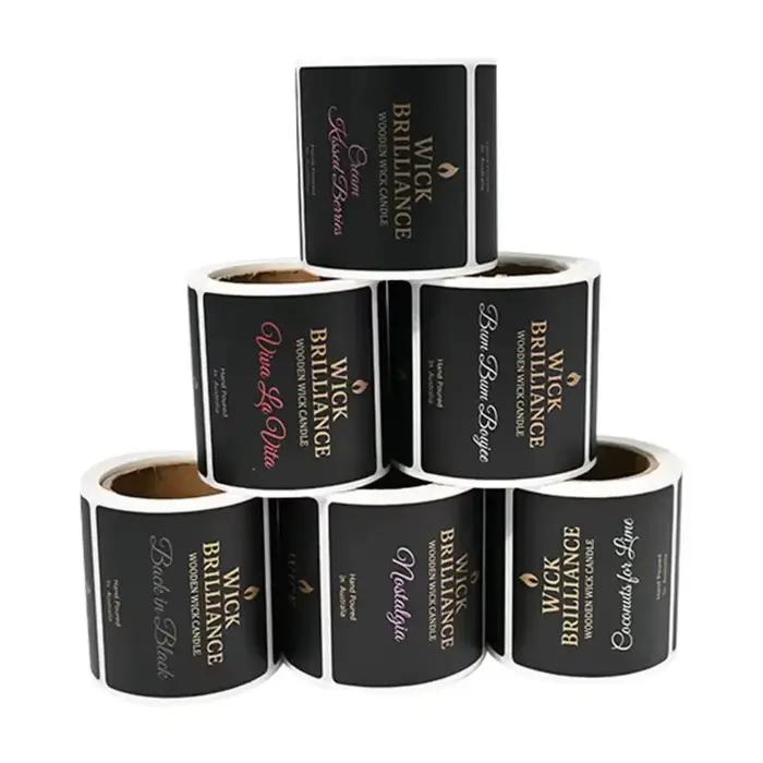 Étiquettes personnalisées pour bougies parfumées, autocollants adhésifs, étiquettes d'emballage personnalisées pour parfums et huiles essentielles, imperméables, avec dorure à chaud.