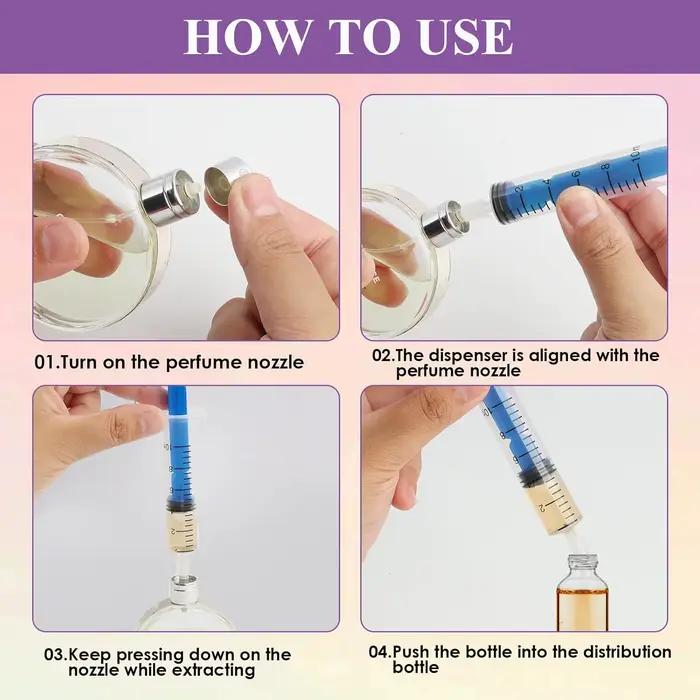 Lot de 6 seringues à parfum en plastique de 10 ml avec aiguille en acier inoxydable à bout arrondi, distributeur de liquide de recharge pour le remplissage de stylos d'impression à encre parfumée