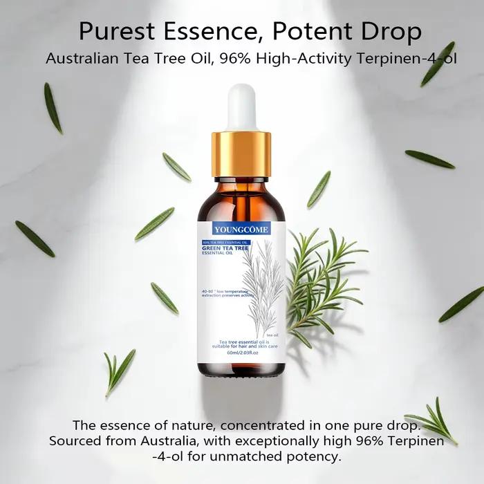 Huile essentielle d'arbre à thé pour aromathérapie et bien-être peau cheveux ongles occasions détente relaxation stress