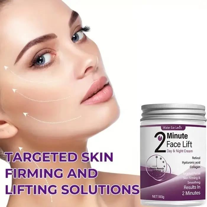 Crème de jour et de nuit pour lifting du visage en 2 minutes avec rétinol, acide hyaluronique et collagène - Lotion hydratante adaptée à tous les tons de peau claire, sans parfum, s'absorbe en 2 minut