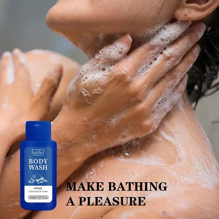 YILEST Lavage corporel au charbon de bois et au citron Nettoyage en profondeur, hydratant, parfum léger, doux pour tous les types de peau - 200 ml/6,76 fl.oz