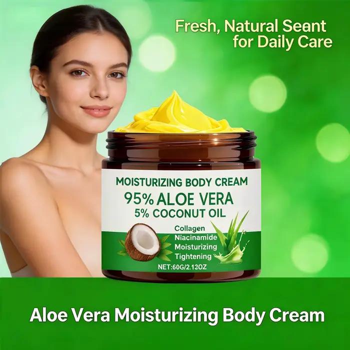 Crème hydratante pour le corps à 95% d'aloe vera avec 5% d'huile de noix de coco