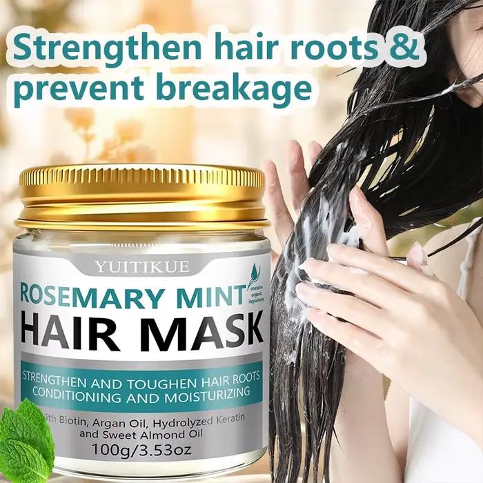 Masque capillaire hydratant à la kératine romarin et menthe pour cheveux secs cassants et abîmés revitalisant chevelure femme homme occasions spéciales