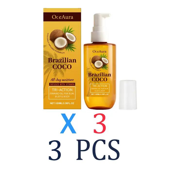 Huile corporelle de noix de coco, soin raffermissant et hydratant pour le corps, fesses, poitrine, vitamine enrichi, remède pour la peau sèche, nourrissant, absorption rapide