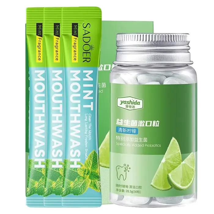Dentifrice solide probiotique Sadoer au citron pour une haleine fraîche et une bouche propre, rafraîchissant et qui garde la bouche fraîche