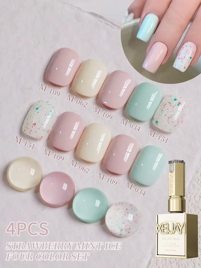 4 couleurs 15ml nouveau populaire menthe vert rose vernis à ongles Semi Permanent Nail Art trempage